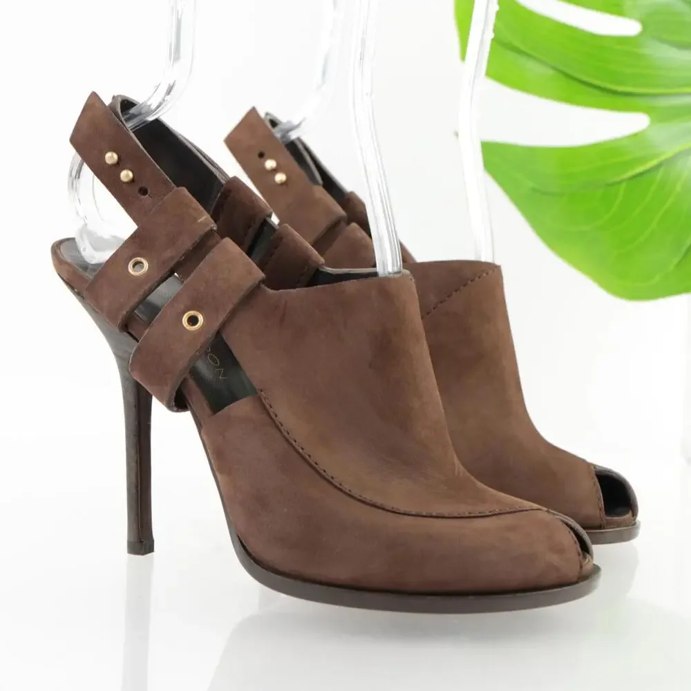Giuseppe Zanotti Womens Thakoon Pumps Size 39.5 9.5 Brown Leather Slingback Heel